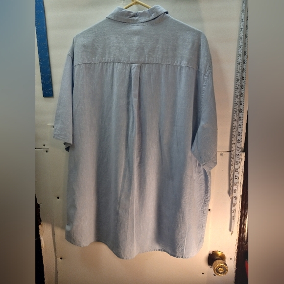 Chaps The Coastland 55% Linen Blend Classic Fit XXL Blue Business Casual Shirt - Picture 7 of 16